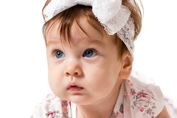 Little baby girl with surprised face — Stock Photo, Image