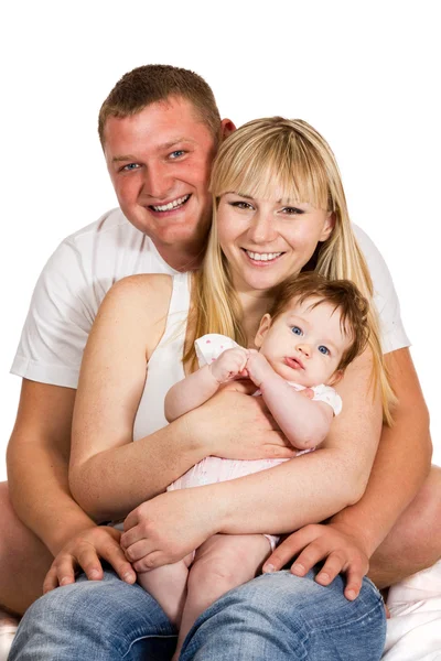 Pai feliz com mãe e bebê — Fotografia de Stock