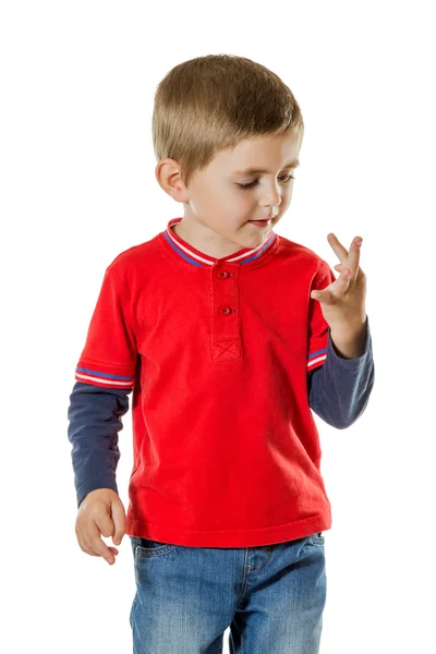 Young boy counting fingers — Stock Photo, Image