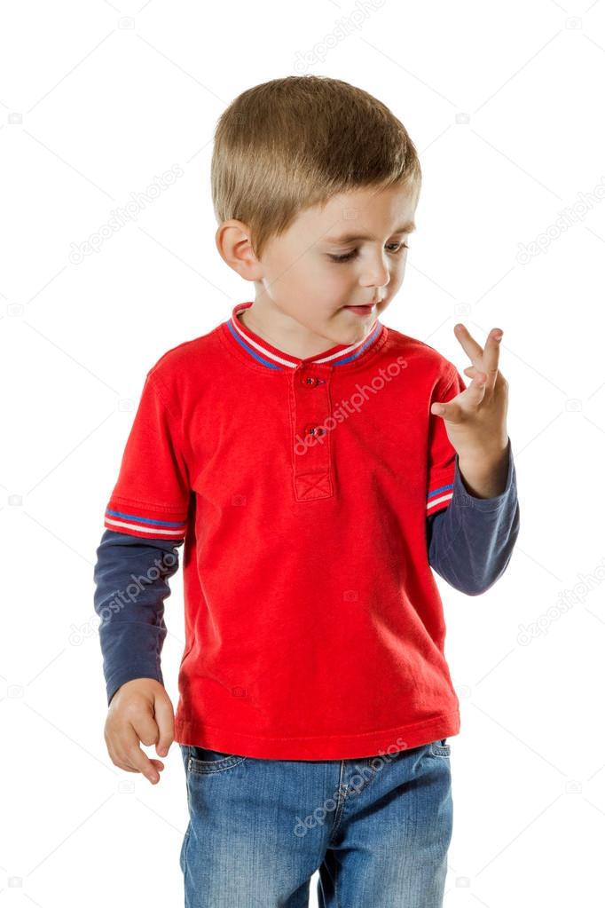 Young boy counting fingers