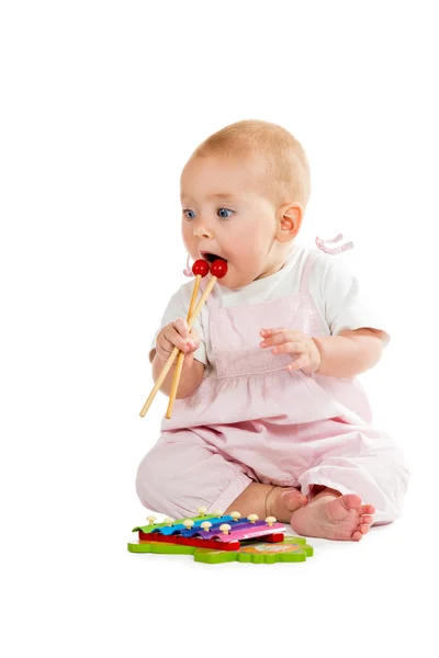 Baby playing with xylophone — Stock Photo, Image