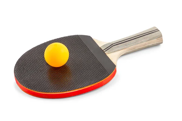 Racket with an orange ball for ping-pong — Stock Photo, Image