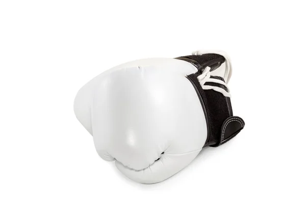 Pair of white leather boxing gloves — Stock Photo, Image