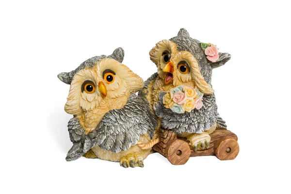 Statuette of two lovers owls — Stock Photo, Image