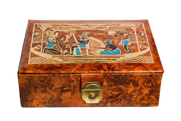 Кожаная коробка подарков с египетскими орнаментами — стоковое фото