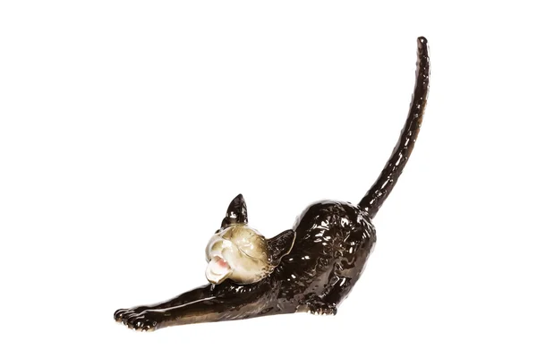 Ceramic kitten stretching — Stock Photo, Image