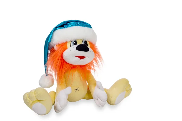 Toy lion in Santa hats — Stock Photo, Image