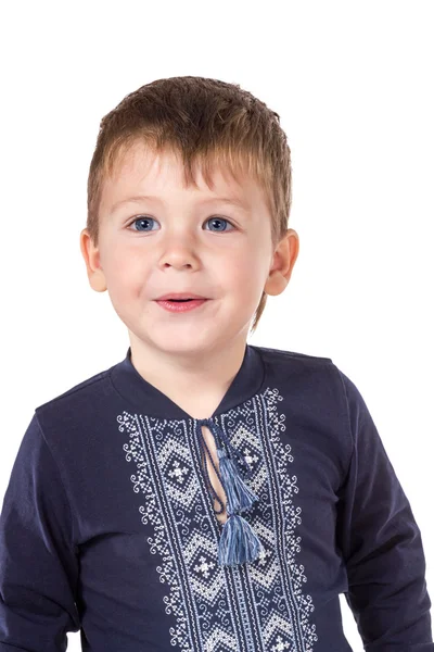 Niño pequeño en la camisa bordada ucraniana — Foto de Stock