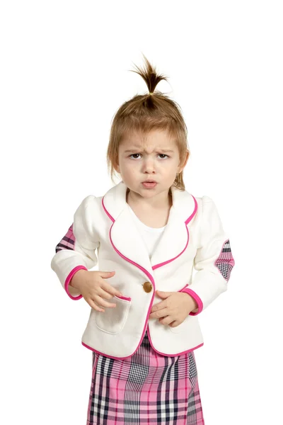 Little girl frowning — Stock Photo, Image