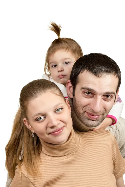 Mãe pai e filha um atrás do outro — Fotografia de Stock