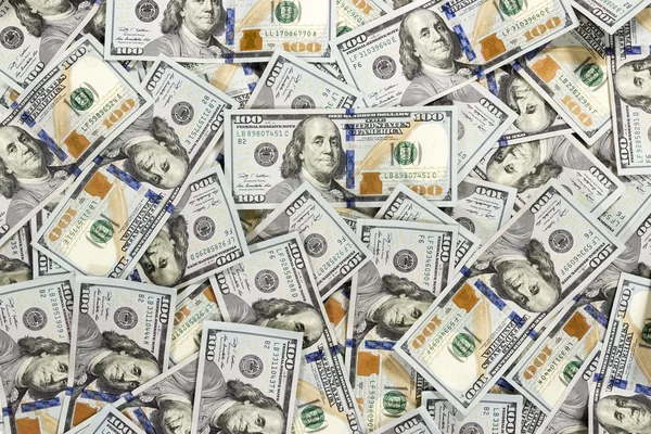 One hundred dollars pile as background — Stock Photo, Image