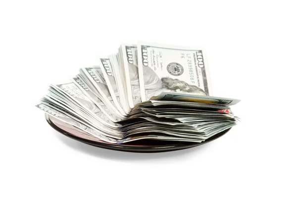 Plate with money — Stock Photo, Image