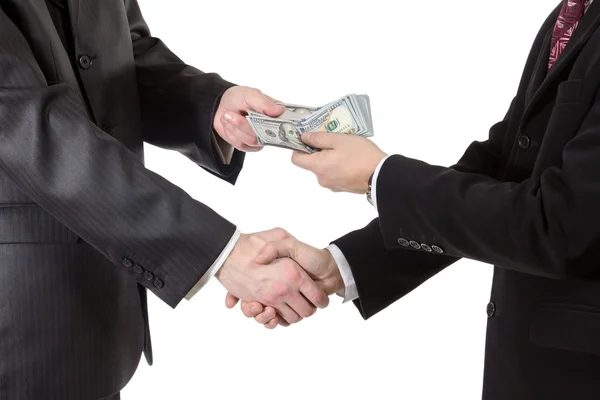 Handshake with money — Stock Photo, Image