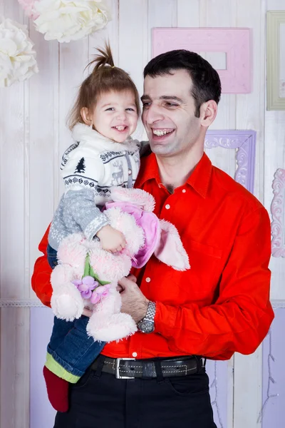 Happy father and daughter smiling — Stock Photo, Image