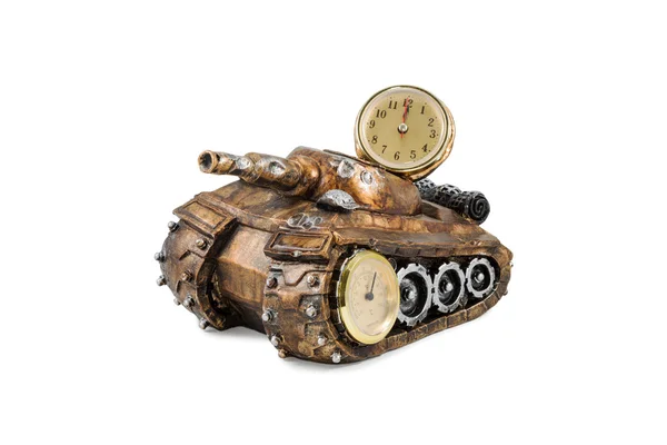 Souvenir tank met klok en thermometer — Stockfoto