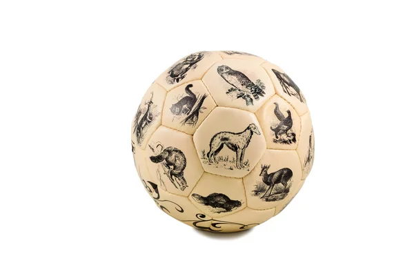 Fotbalový míč s obrázky zvířat — Stock fotografie