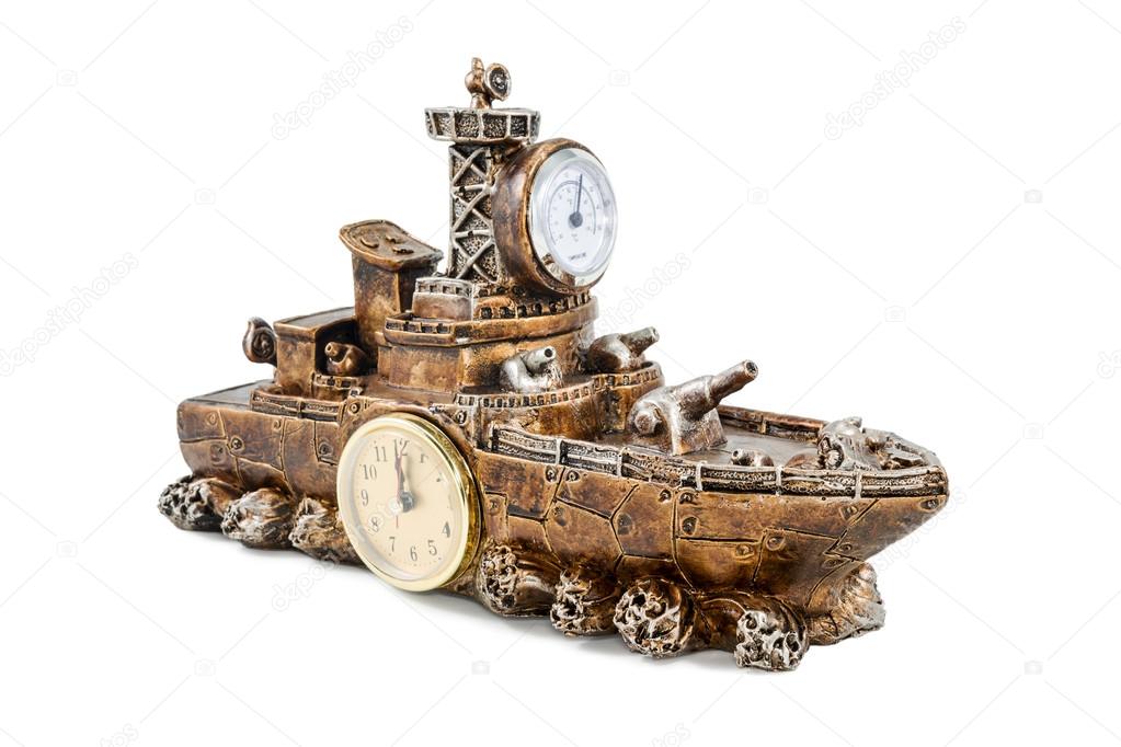 Ship with clock and thermometer