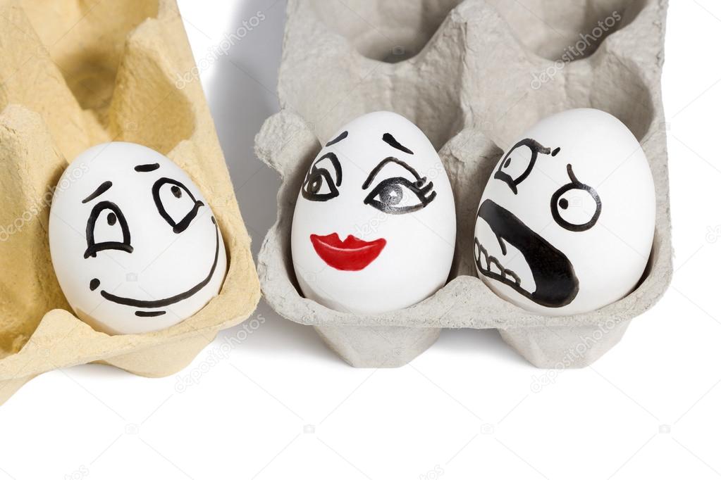 Eggs with painted faces