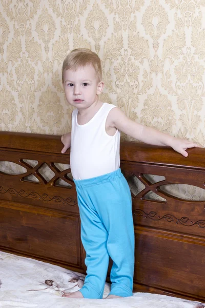 Portrait of little boy at bedtime — Stock Photo, Image