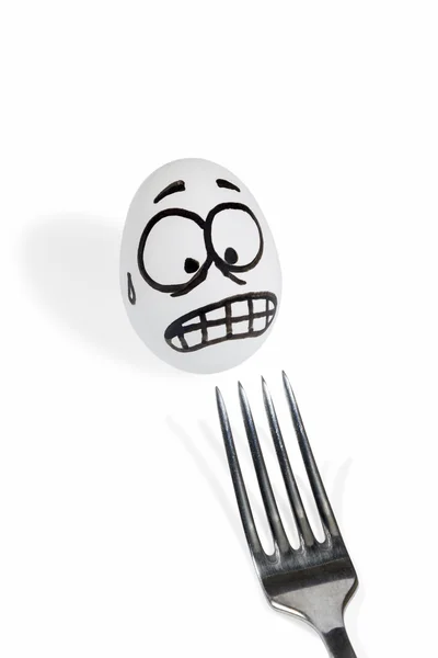 Egg scared fork — Stock Photo, Image