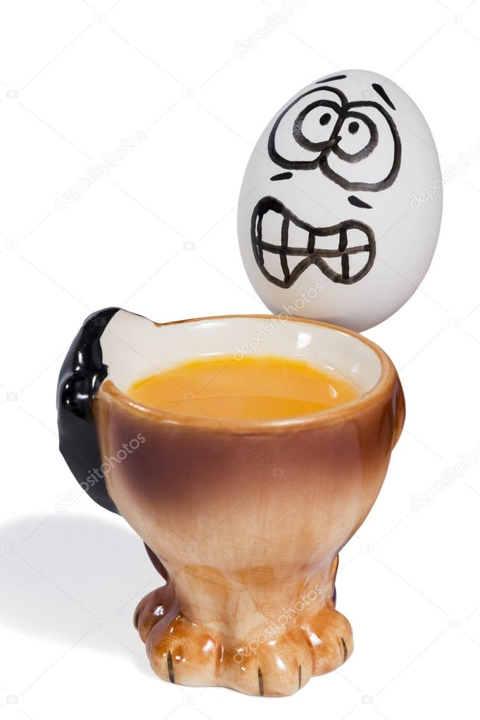 Egg with a frightened face