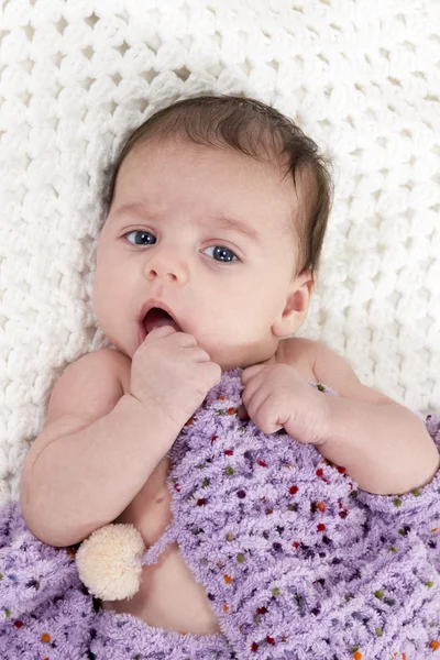 Portrait of a newborn baby lying on his back — Stock Photo, Image