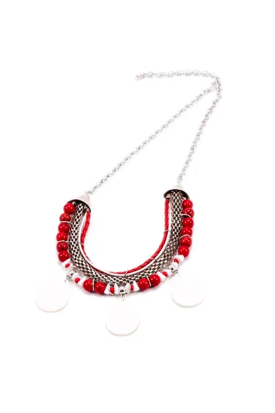 Beautiful female necklace in red colors — Stock Photo, Image