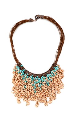 Deri Kayış brown ile el yapımı kolye