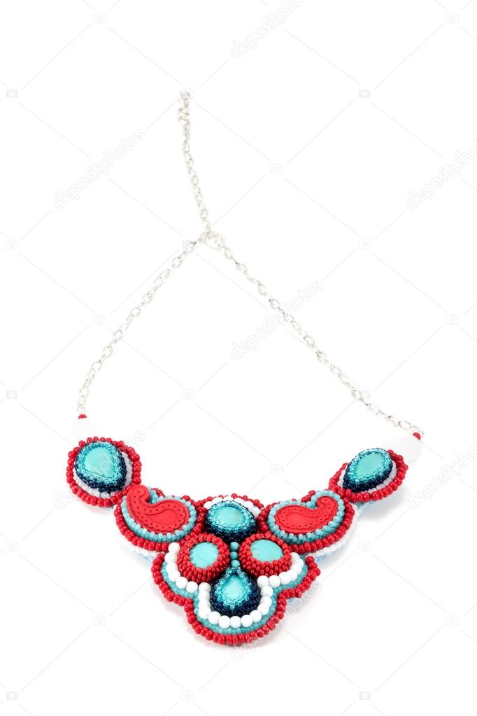 Necklaces handmade red and blue colors
