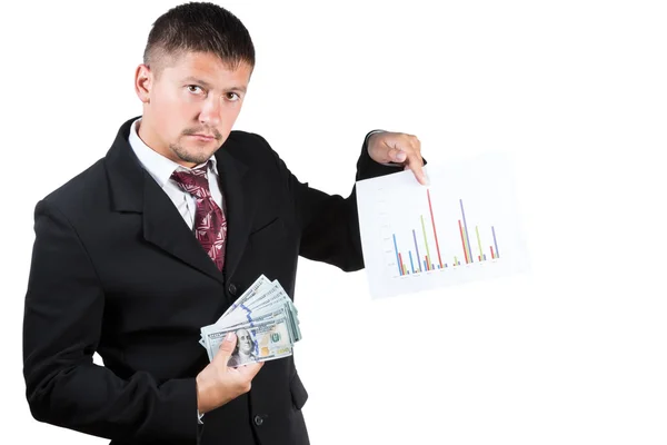 Hombre de negocios mostrando gráfico de negocios — Foto de Stock