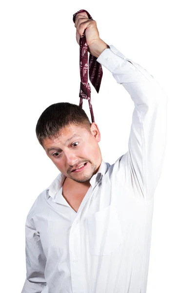 Man hangs himself with a tie — Stock Photo, Image