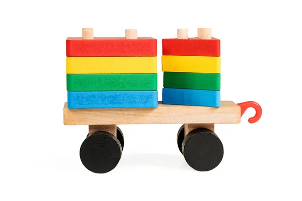 Children wooden wagon - pyramid — Stock Photo, Image