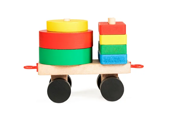 Children wooden wagon - pyramid — Stock Photo, Image