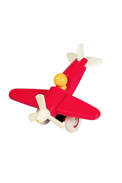 子供は木製の赤い飛行機 — ストック写真