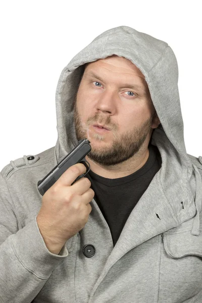 Gangster blazen op pistool — Stockfoto