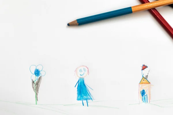 A gyermekek egy ceruza rajz — Stock Fotó