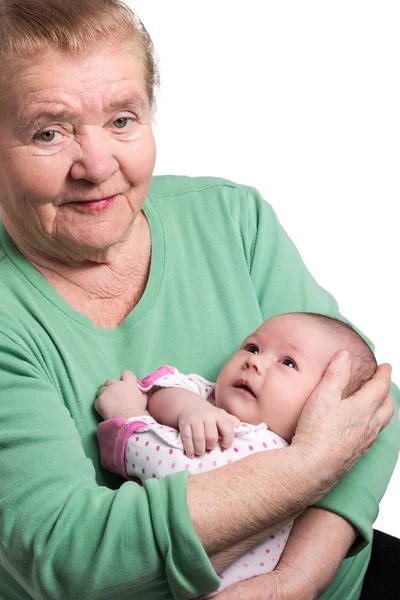 Grandmother holding newborn baby — Stock Photo, Image