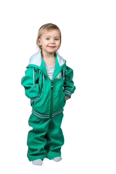 Small child in a large sports suit — Stock Photo, Image