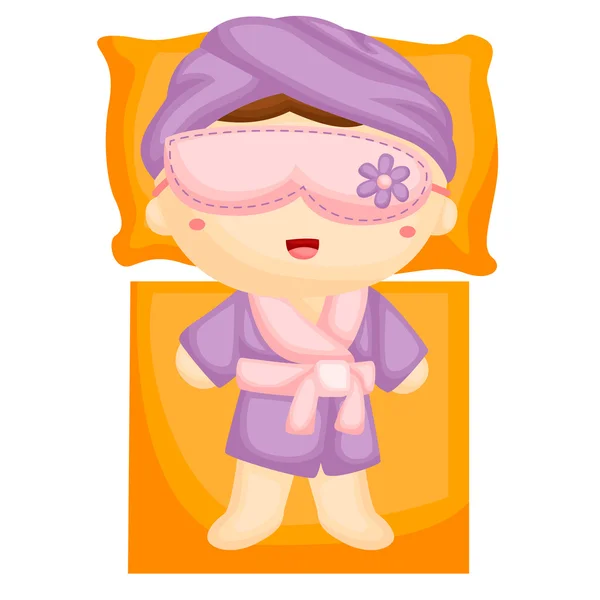 Chica dormida en el spa — Vector de stock