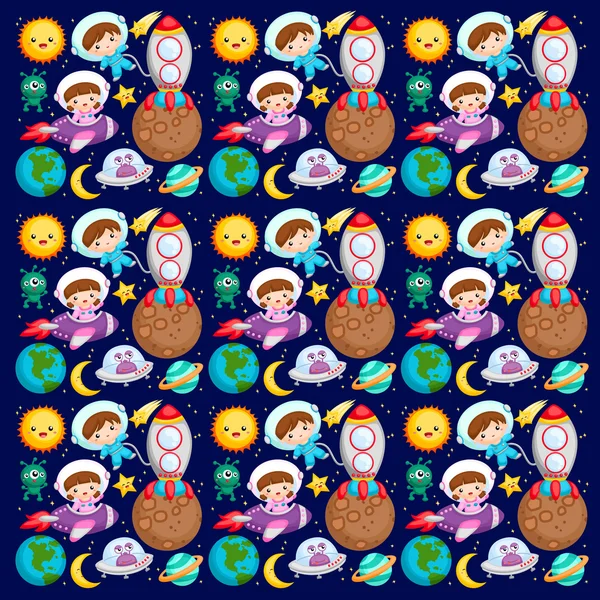 Kids at the outer space background — Stock Vector