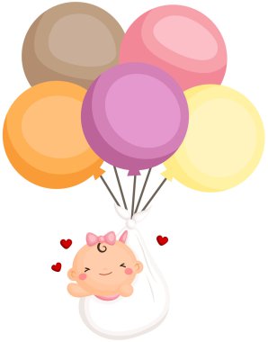 Bebek kız yeni doğan sinek balon ile