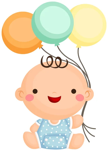 Bebé niño sentarse sosteniendo globo — Archivo Imágenes Vectoriales