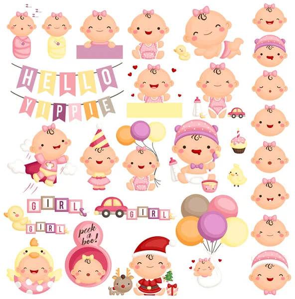 Bebeğim kız kilometre taşı vektör Set