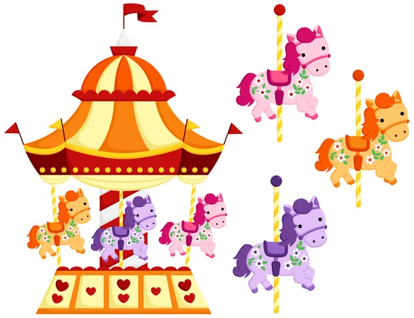 Carrousel mignon et cheval — Image vectorielle