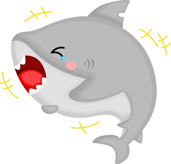 Vector Cute Shark Expression — Stock Vector