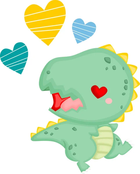 Ένα Χαριτωμένο Μικρό Δεινόσαυρο Στην Αγάπη — Διανυσματικό Αρχείο