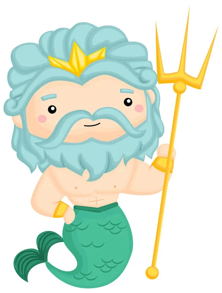 Vektor Poseidóna Boha Moří — Stockový vektor