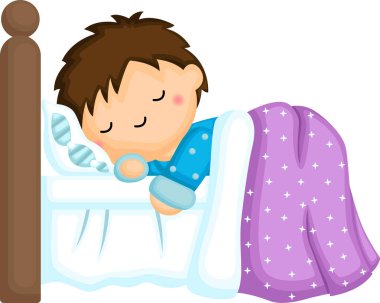 Bir çocuğun vektörü mışıl mışıl uyuyor.