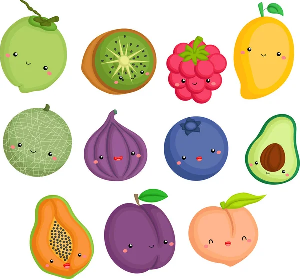 Vector Many Fruits One Collection Stock Illustration