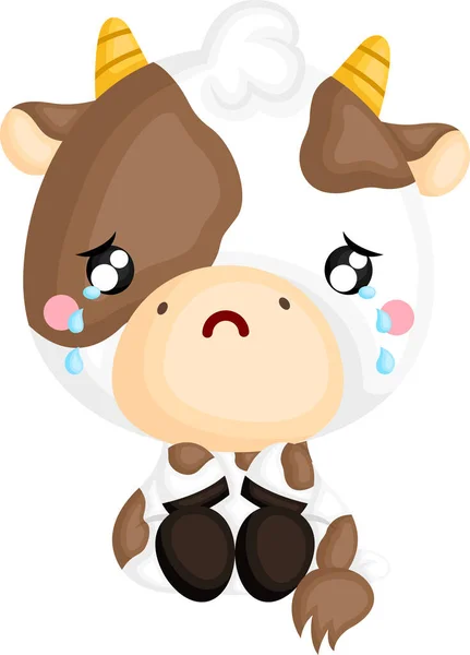 Vecteur Une Jolie Vache Triste — Image vectorielle